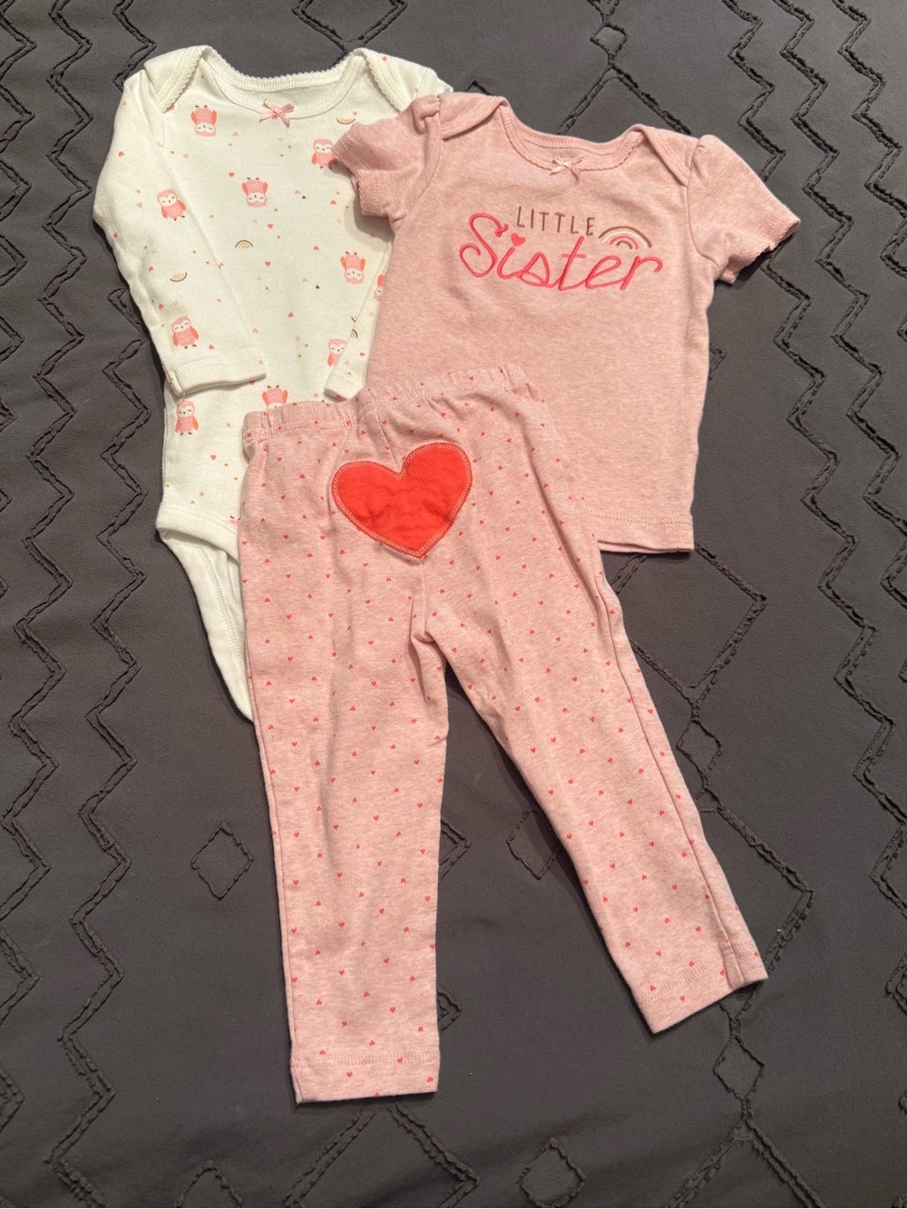child of mine Pink & Cream Little Sister 3-Piece Pajama Set
